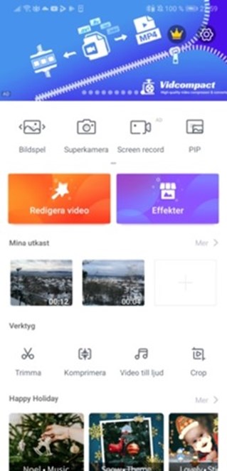 Redigering i videoredigeringsprogrammet Videoshow